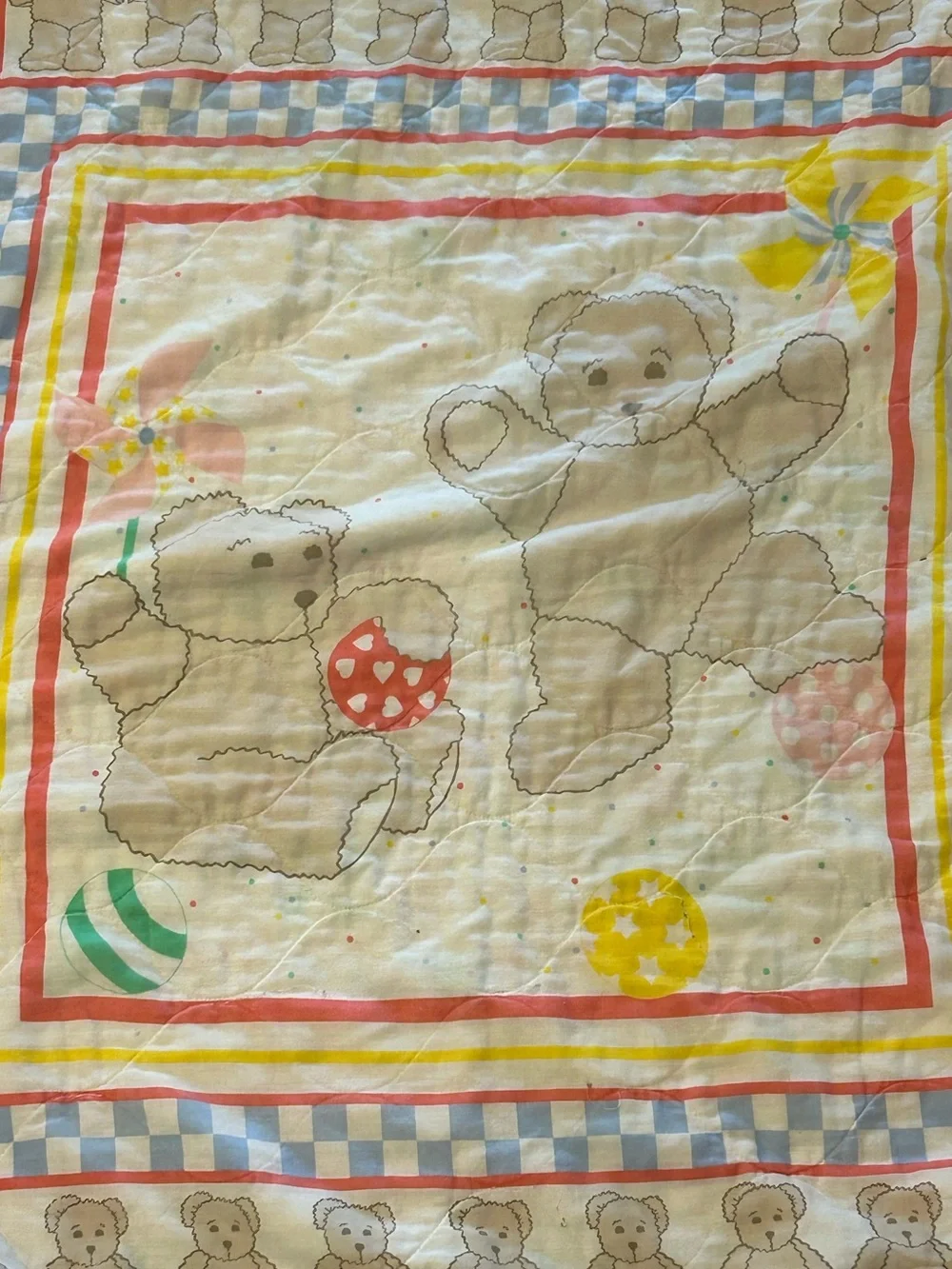 Vintage Teddy Bear Baby Quilt